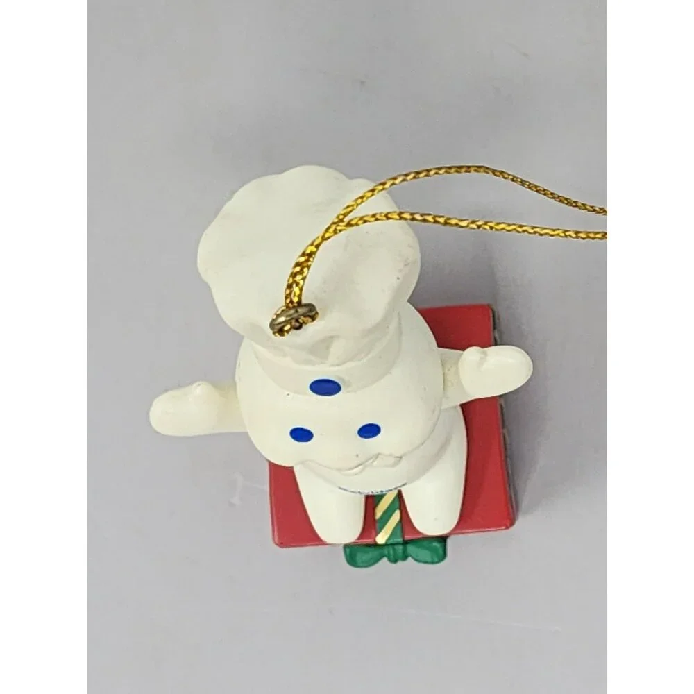 Pillsbury Doughboy Ornament 2001 Christmas Tree Decor With Gift Box Belvidere IL